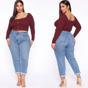 Fashion Nova Burgundy Crop Top